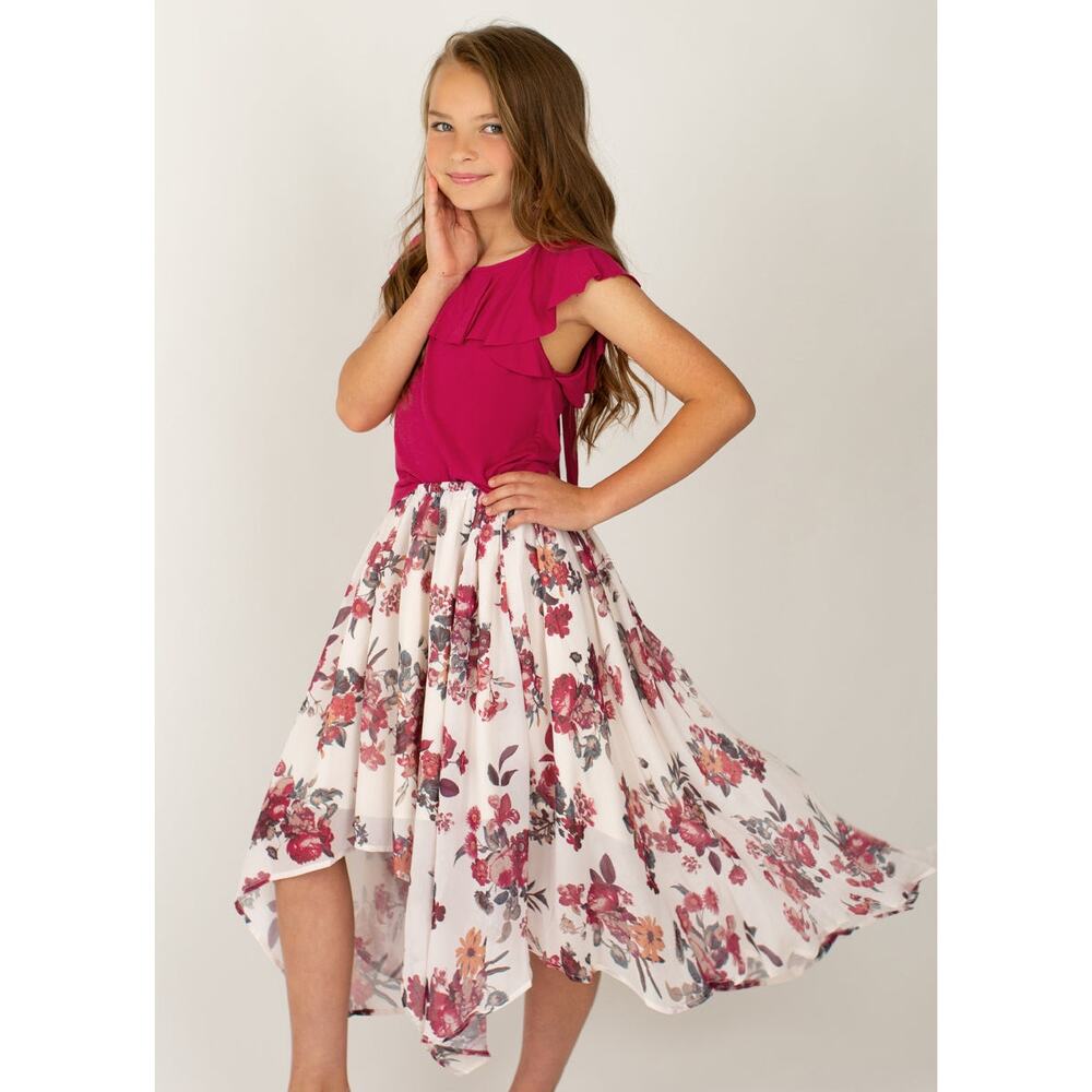 Joyfolie Mia Joy Marie Skirt in Cream Floral Girl’s Size 7